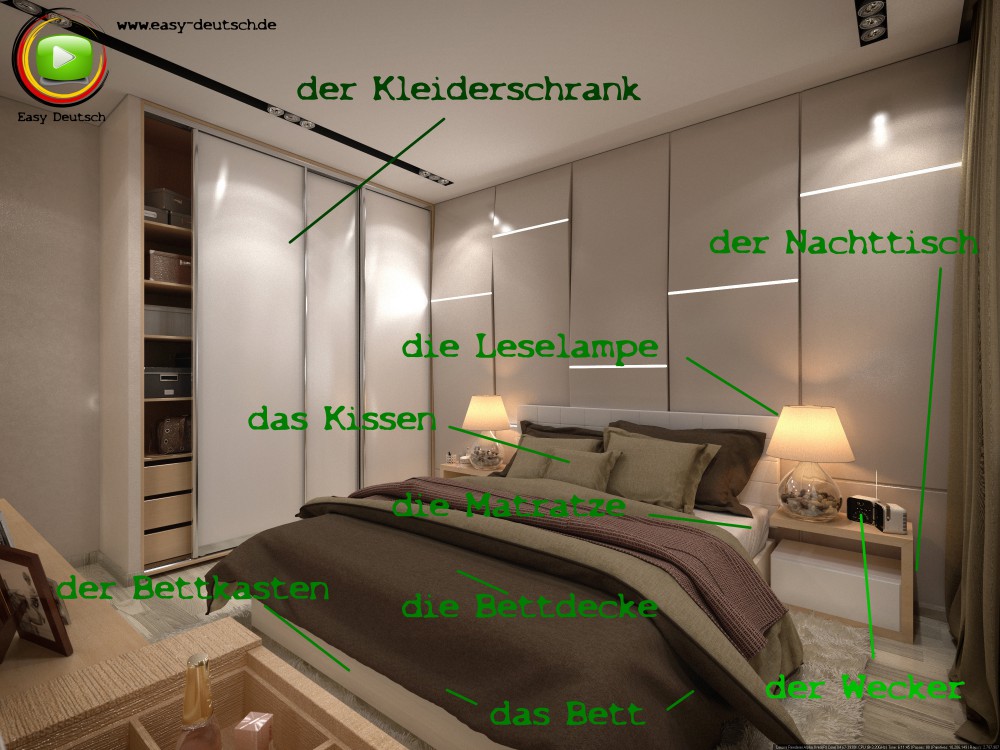 Learn german Vocabulary the bedroom